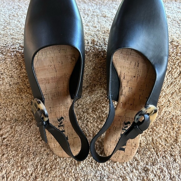 KORKS Blush VEGAN FAUX LEATHER / NWOB/ NWT/ Slingback Flats BLACK/ size 9.5 - Picture 6 of 7